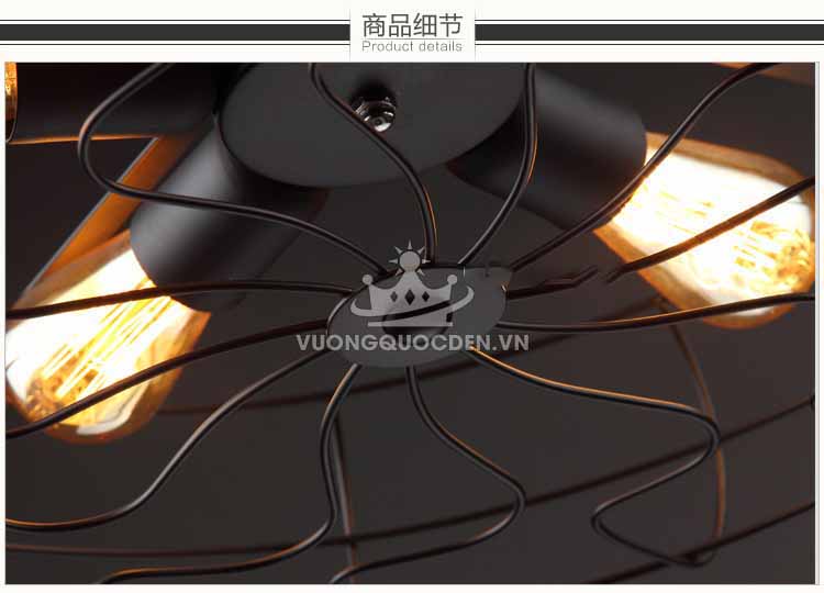 Đèn chùm quạt trần cao cấp phong cách Retro FK175-11